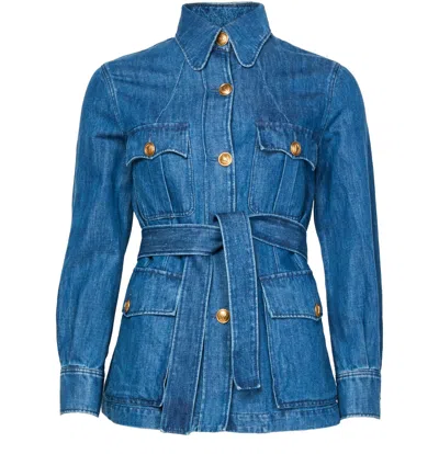 Valentino Sahariana Denim Jacket In Blue