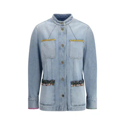 Valentino Denim Jacket With Embroidery In Multi