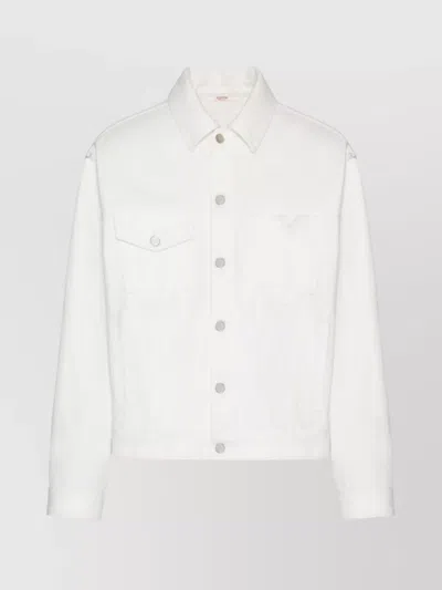 Valentino Denim Jacket With Rubberised V Detail In White