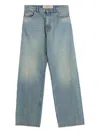 Valentino Straight Trousers With Belt Loops And Five Pockets In Blue