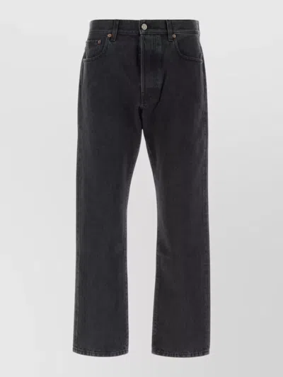 Valentino Denim Jeans Belt Loops Five Pocket Design In Black