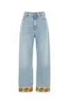 Valentino Jeans With Jacquard Profiles In Denimblulavchiaro