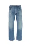 Valentino Rockstud Cotton Denim Jeans In Mediumbluedenim