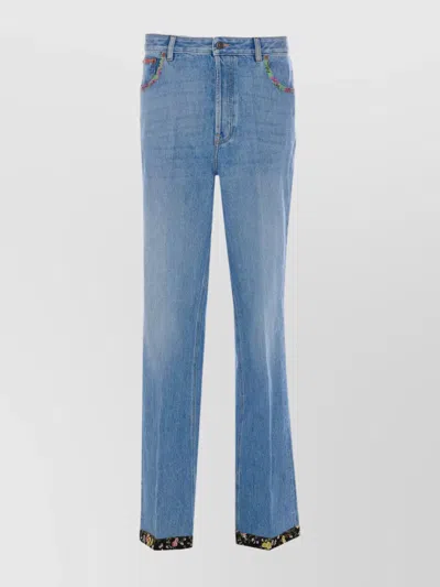 Valentino Denim Jeans With Floral Trim Trousers