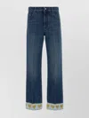 Valentino Heart Court Straight Jeans With Embroidered Hem