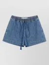Valentino Denim Chambray Shorts Woman Blue 40 In Blue