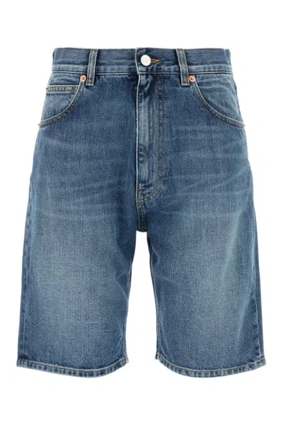 VALENTINO DENIM LOGO PATCH SHORTS