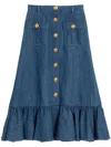 Valentino Garavani Blue Denim Cotton Skirt In Blau
