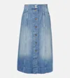 Valentino Washed Denim Midi Skirt In Blue