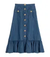 Valentino Garavani Blue Denim Cotton Skirt In Blue
