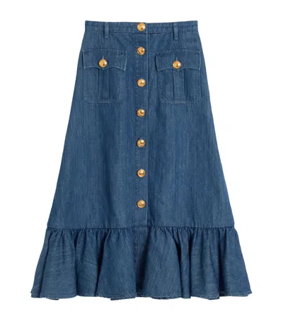 VALENTINO DENIM MIDI SKIRT