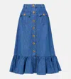 Valentino Garavani Blue Denim Cotton Skirt In Blue