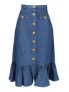 Valentino Garavani Blue Denim Cotton Skirt