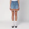 Valentino Garavani Denim Mini Skirt With Jacquard Trim In Blue