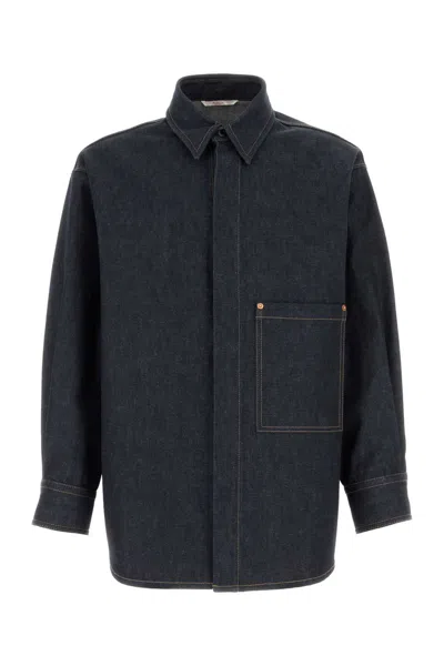 Valentino Denim Oversize Shirt In Denimscuro