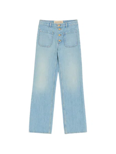 Valentino Denim Trousers Belt Loops Back Pockets In Blue