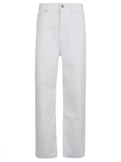 Valentino Wide Leg Denim Pants With V Hardware In White