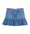 Valentino Denim Skirt Ruffled Hem In Blue