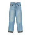Valentino Straight-fit Denim Pants With Colorful Embellishments In Blue