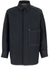 Valentino Denim Overshirt With Hidden Buttoning And Leather Logo Patch In 528|denimscuro