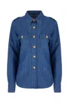 Valentino Casual Shirt With Chest Pockets And Epaulettes In Blu
