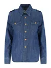 Valentino Casual Shirt With Chest Pockets And Epaulettes In Blue