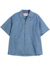 Valentino Garavani Oversized Denim Shirt With Button Closure In Blue