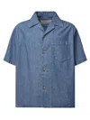 Valentino Garavani Oversized Denim Shirt With Button Closure In Mediumbluedenim