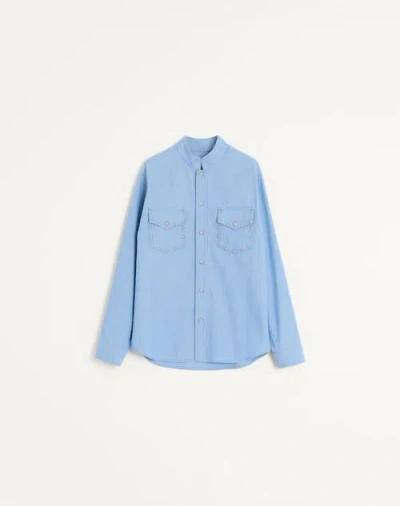 Valentino Chemise En Denim Avec Cabochons Homme Light Denim 50 In Blue