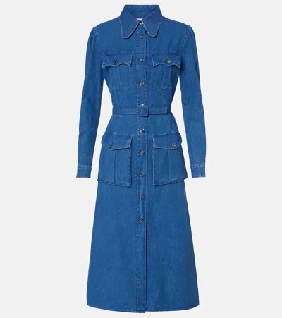 Valentino Denim Shirtdress In Blue