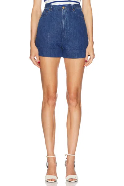 Valentino Denim Short In Medium Blue Denim