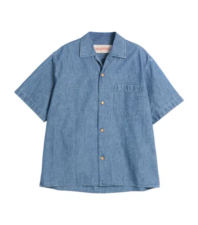 Valentino Denim Shirt Chest Pocket In Blue