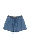Valentino Denim Chambray Shorts Woman Blue 40 In Blue