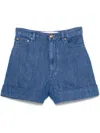 Valentino Denim Shorts With Back Pockets And Belt Loops In Blue