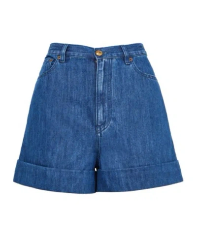 Valentino Denim Shorts With Back Pockets And Belt Loops In Blue