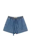Valentino Denim Chambray Shorts Woman Blue 40 In Blue