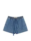 Valentino Denim Chambray Shorts Woman Blue 40 In Blue