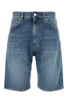 Valentino Denim Shorts With Back Pockets And Belt Loops In Mediumbluedenim