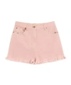 Valentino Knee Length Shorts Frayed Hem Floral Pockets Belt Loops In Pink