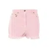 Valentino Knee Length Shorts Frayed Hem Floral Pockets Belt Loops In Purple