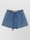 Valentino Denim Chambray Shorts Woman Blue 40 In Blue