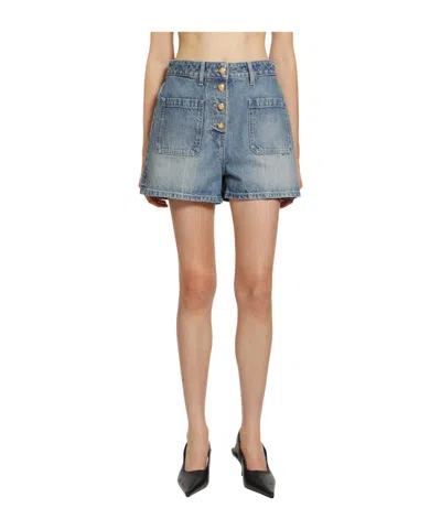 Valentino Denim Shorts With Belt Loops In Blue