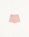 Valentino Knee Length Shorts Frayed Hem Floral Pockets Belt Loops In Pink