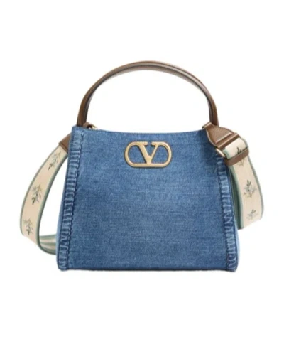 Valentino Garavani Denim Shoulder Bag In Blue