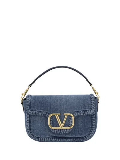 Valentino Garavani Denim Shoulder Bag In Denim/worker/multicolor