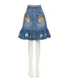 Valentino Floral-embroidered Midi Skirt In Blue