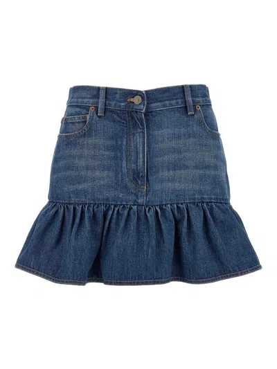 Valentino Denim Skirt In Blue