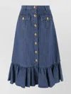 Valentino Garavani Blue Denim Cotton Skirt