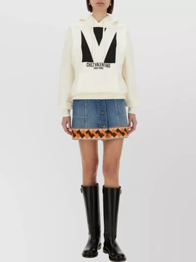 VALENTINO DENIM SKIRT JACQUARD TRIM