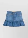Valentino Denim Skirt Ruffled Hem In Blue